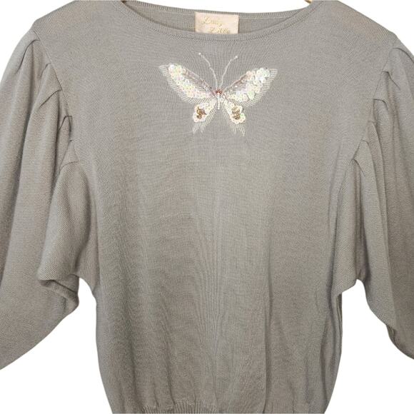 Vintage Butterfly Sleeve Embroidered Sweater 38 Medium - Picture 6 of 8
